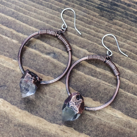 Quartz Hoop Earrings - Copper - Blackbird & Sage