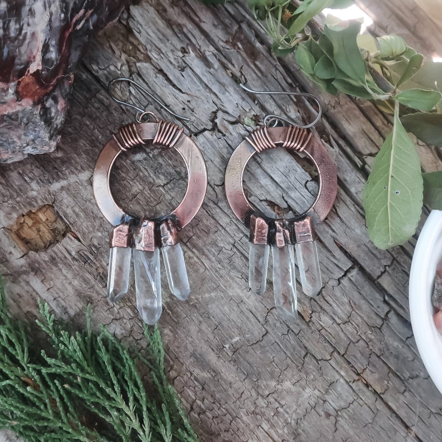 Quartz Point Earrings - Copper - Blackbird & Sage