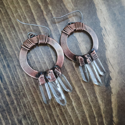 Quartz Point Earrings - Copper - Blackbird & Sage