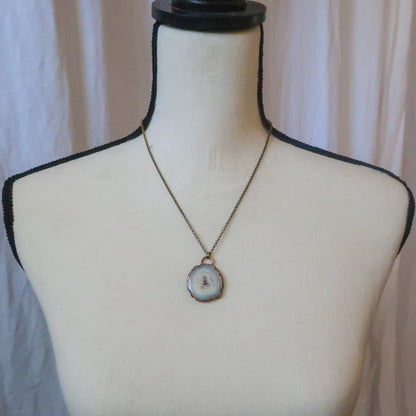 Solar Quartz Necklace - Brass & Copper - 18 inches - Blackbird & Sage