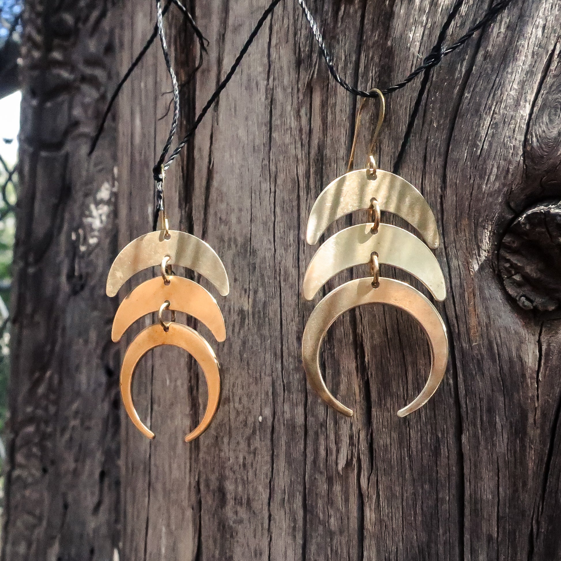 Celestial Triple Moon Earrings | Brass - Lotus Moon Atelier