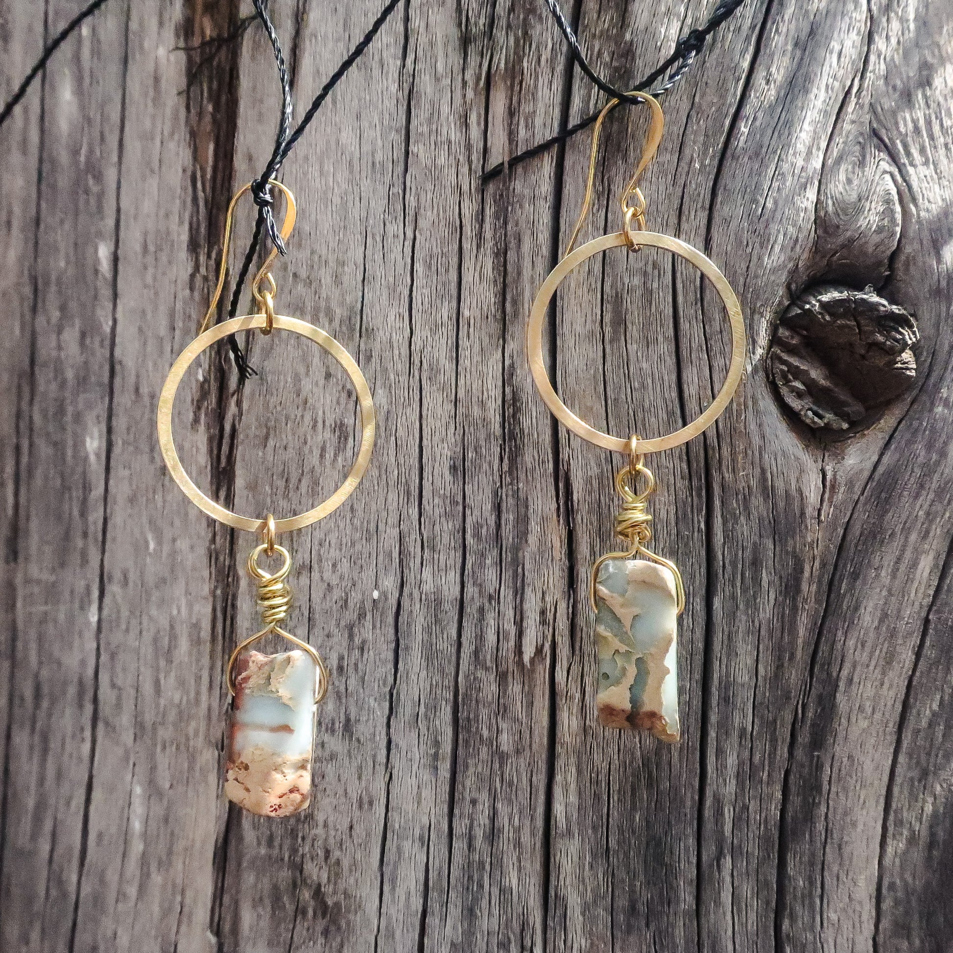 African Opal Dangle Earrings - Lotus Moon Atelier