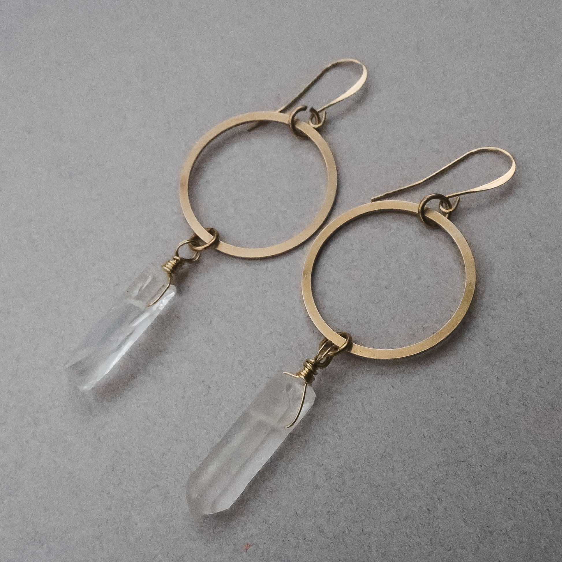 Quartz Earrings - Brass - Lotus Moon Atelier