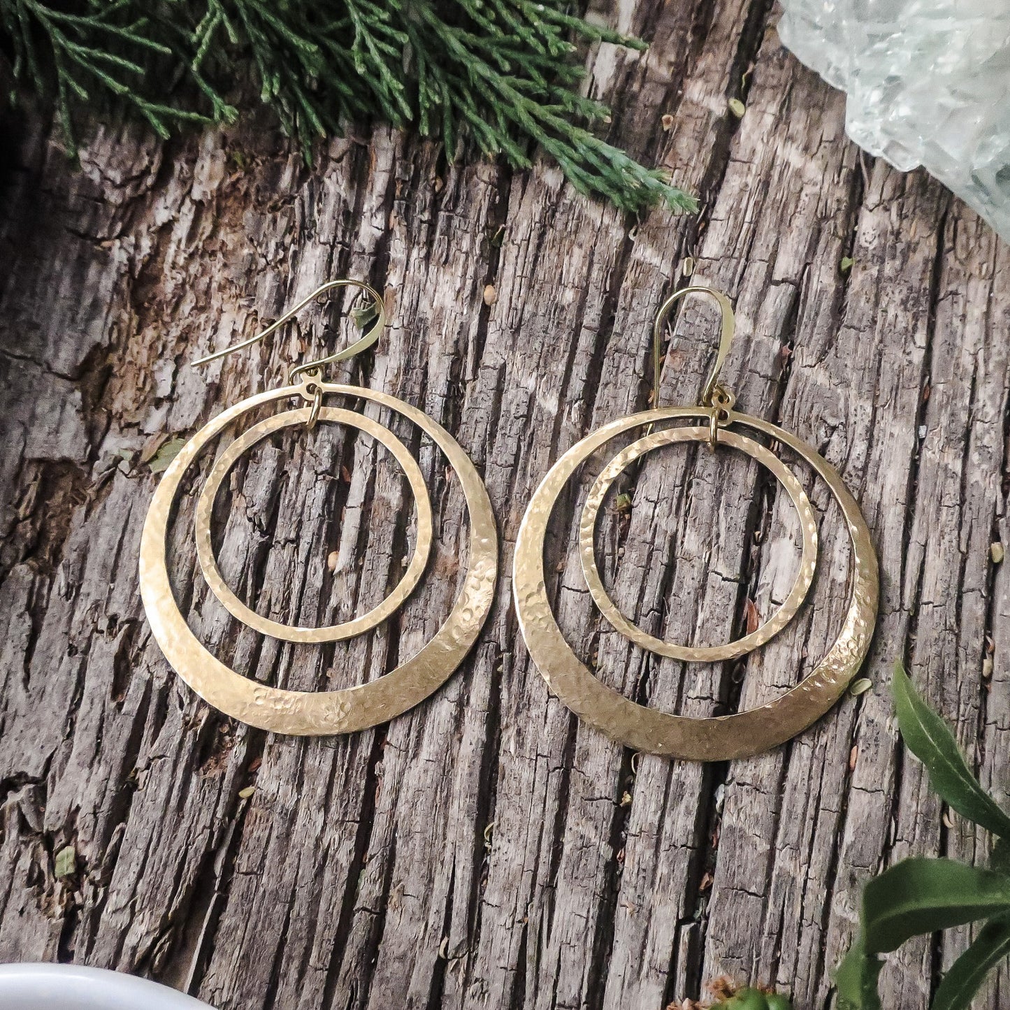 Full Circle Earrings - Hand Hammered Brass | Blackbird & Sage