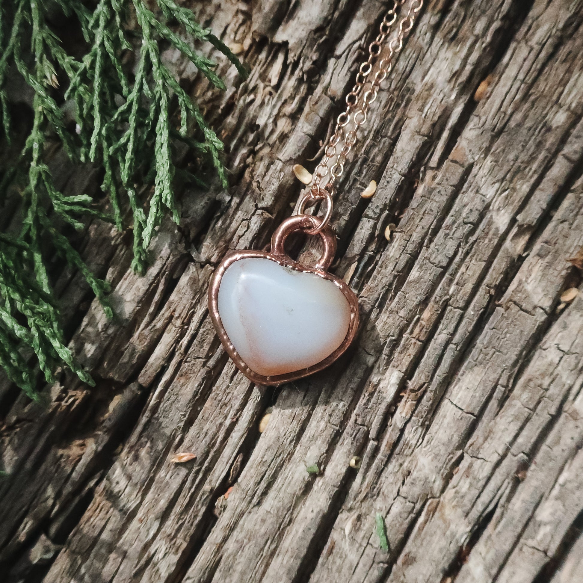 Carnelian Heart Necklace - Rose Gold & Copper - Blackbird & Sage Jewelry