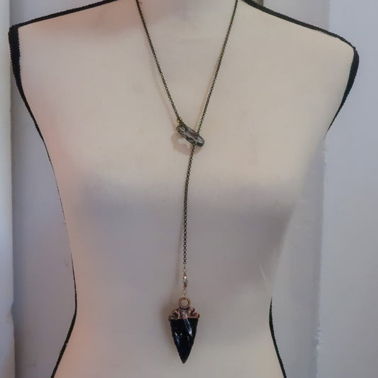 Obsidian Arrowhead Lariat Necklace - Blackbird & Sage Jewelry