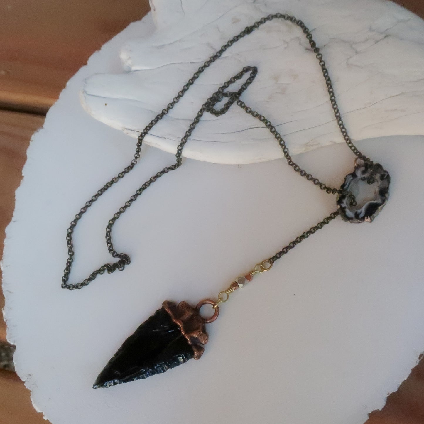 Obsidian Arrowhead Lariat Necklace - Blackbird & Sage Jewelry