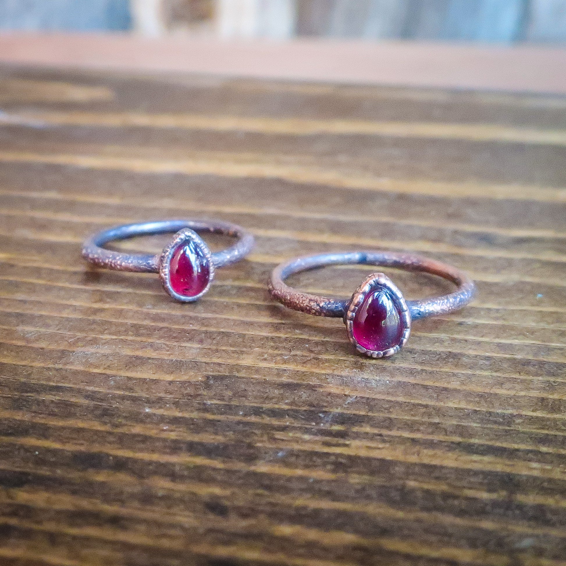 Garnet Teardrop Ring - Copper - Blackbird & Sage Jewelry
