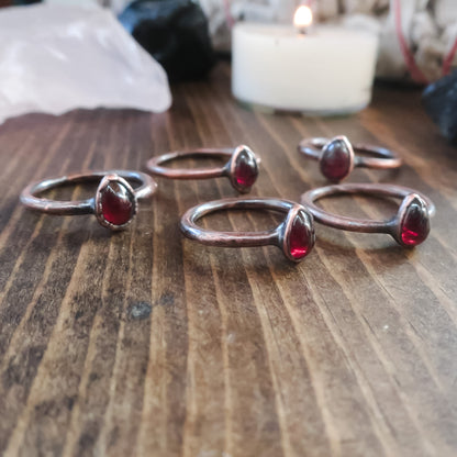 Garnet Teardrop Ring | Copper - Blackbird & Sage Jewelry