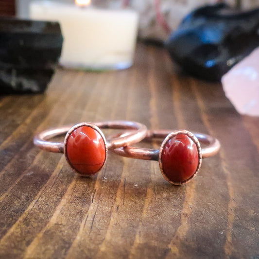 Supreme Nurturer Red Jasper Ring Set In Copper | US/CA Size 7, 7.25 - Blackbird & Sage Jewelry
