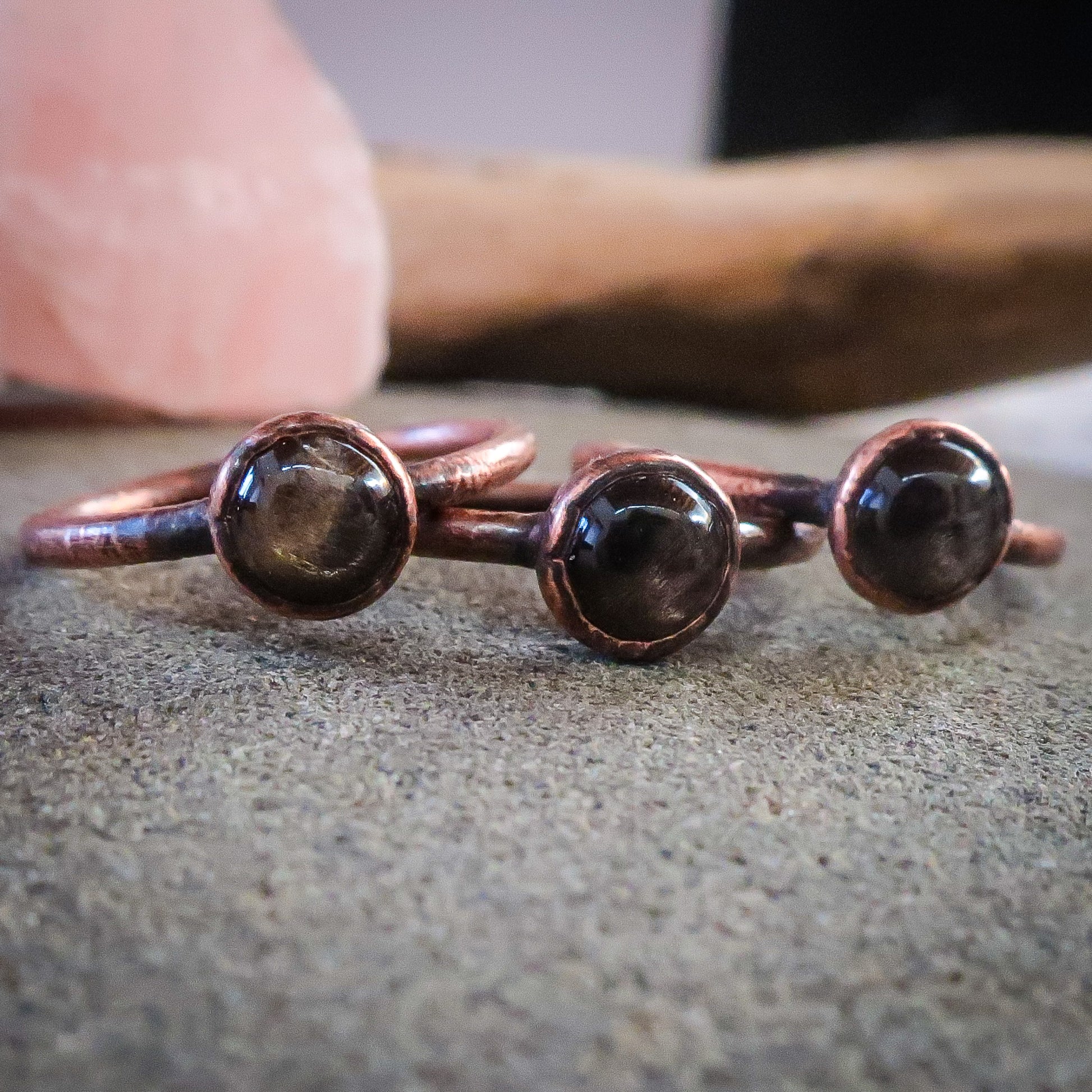 Black Moonstone Ring | Copper | Size 6, 7, 8 - Blackbird & Sage Jewelry