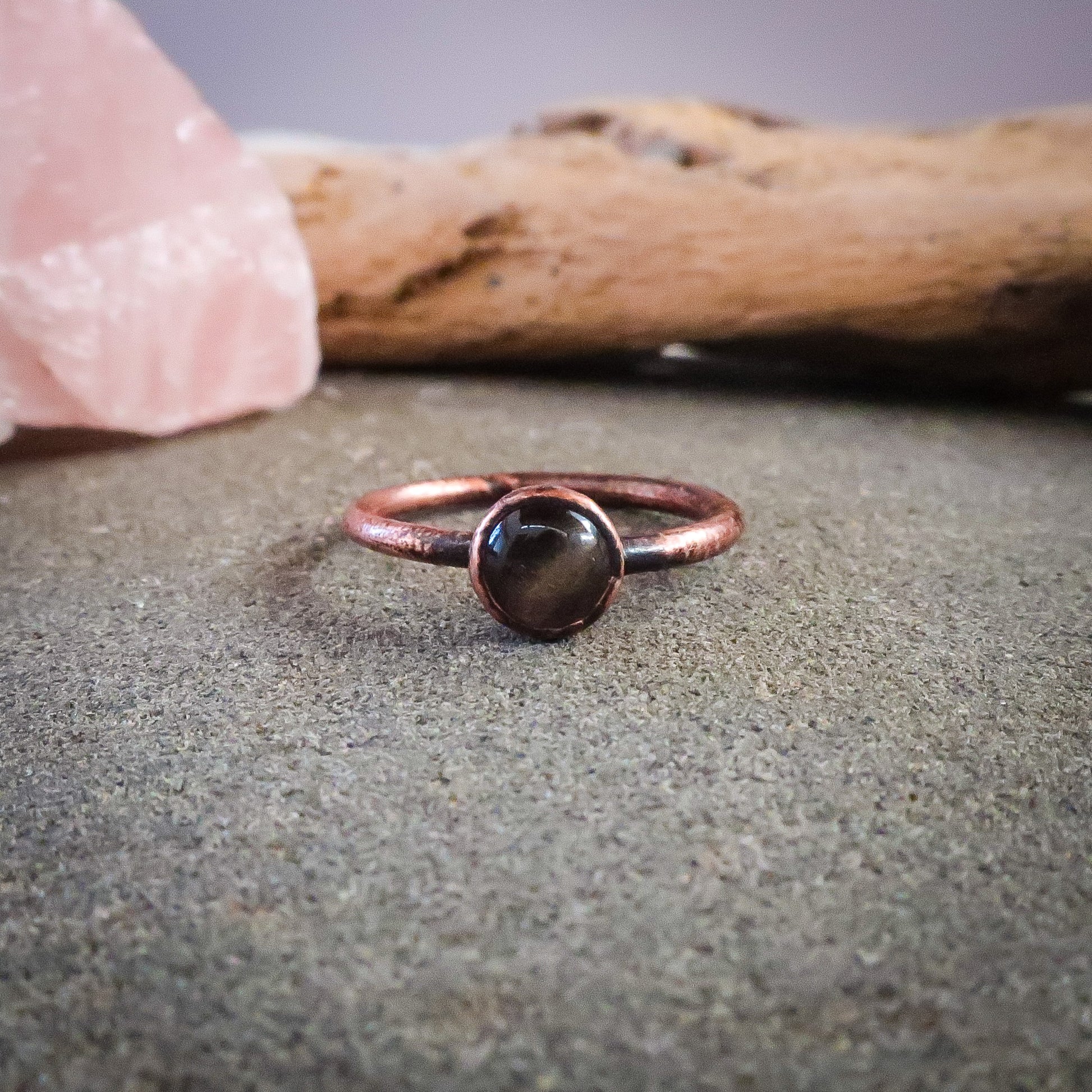 Black Moonstone Ring | Copper | Size 6, 7, 8 - Blackbird & Sage Jewelry