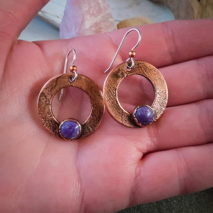 Purple Chariote Self Approval Drop Earrings | Copper - Blackbird & Sage Jewelry