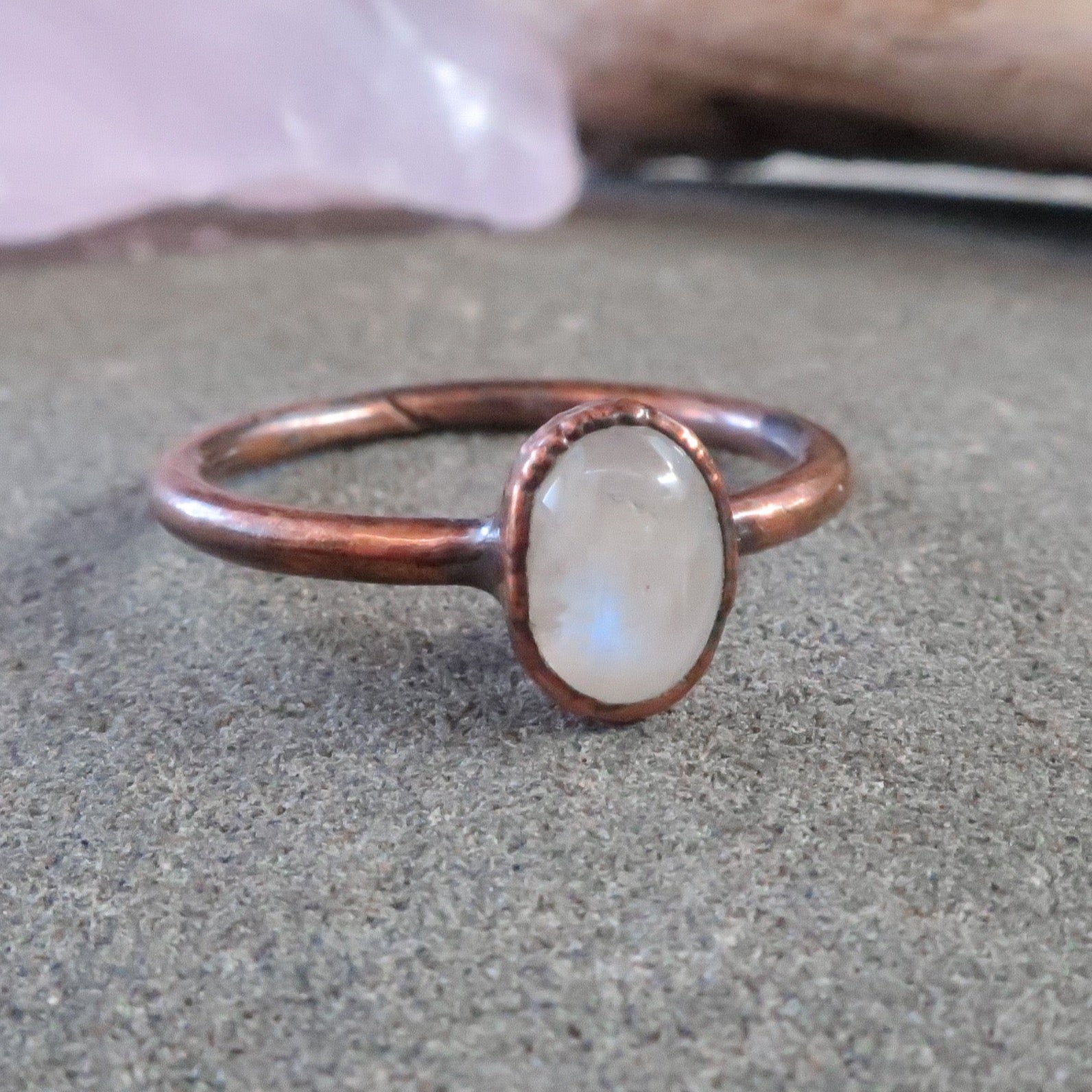 Rainbow Moonstone Traveller's Ring | Copper | Size 9 - Blackbird & Sage Jewelry