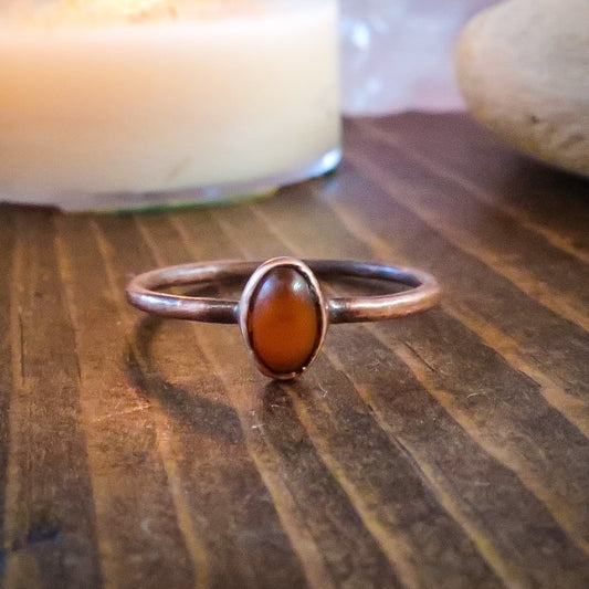 Genuine Amber Small Oval Stone Ring in Copper | US/CA Size 7 - Blackbird & Sage Jewelry