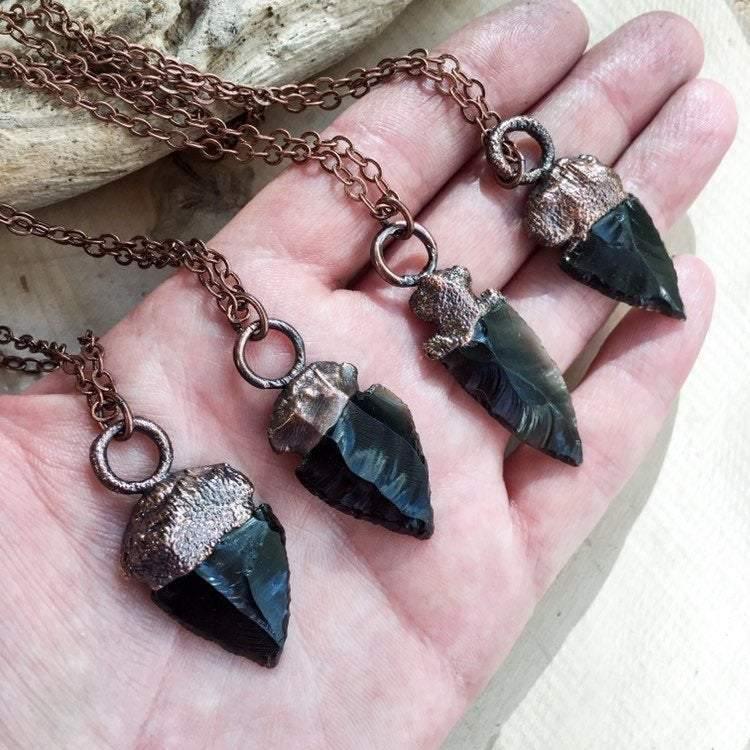 Black Obsidian Arrowhead Necklace - Blackbird & Sage