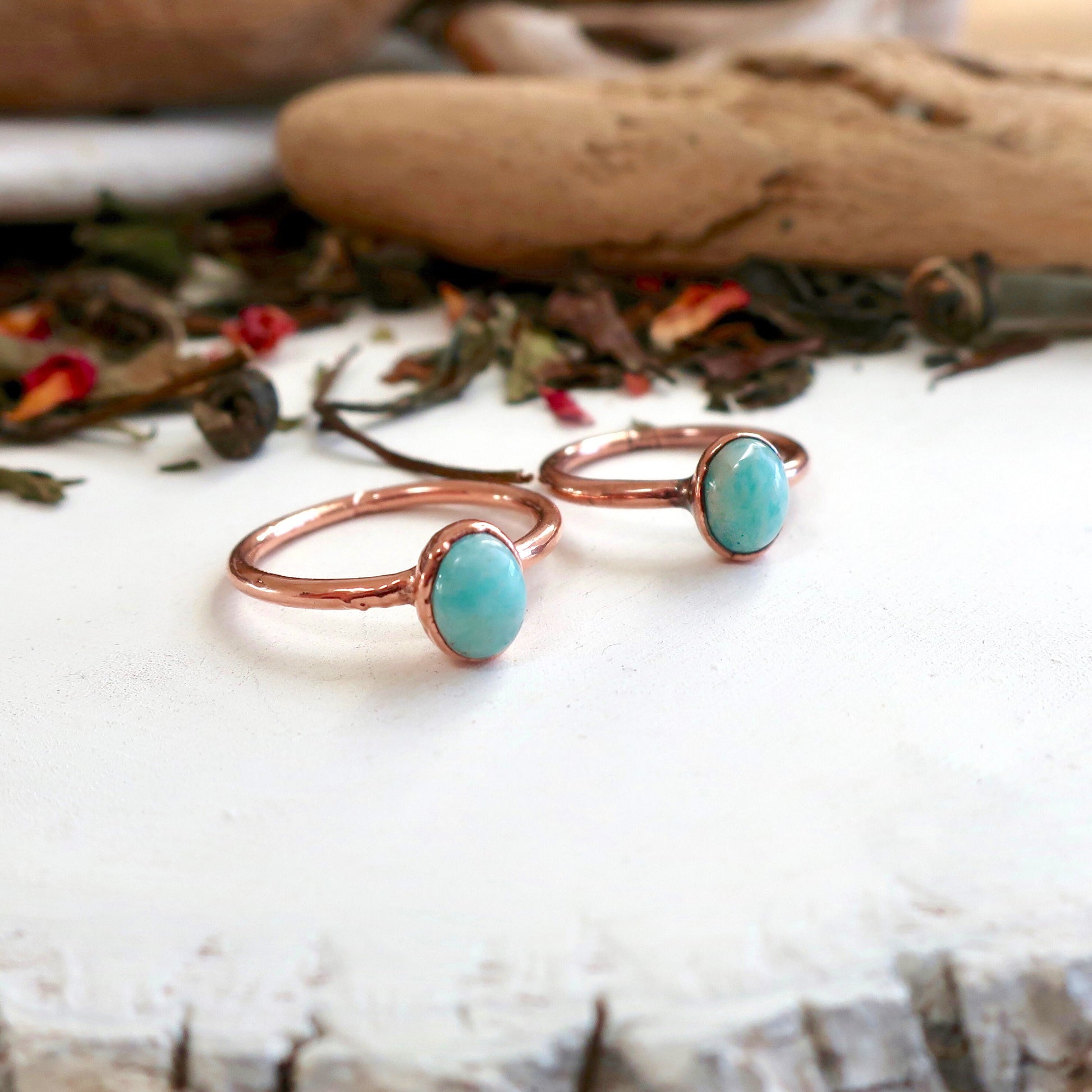 Electroformed Amazonite Copper Ring