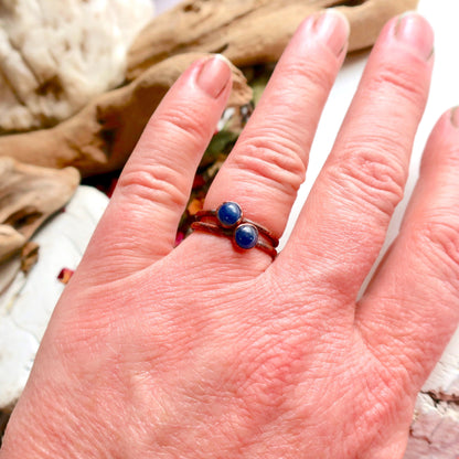 Blue Sapphire Ring Set in Electroformed Copper, Rustic Jewelry, Stacking Ring, Birthstone, Boho, Electroformed, Bohemian - Blackbird & Sage Jewelry