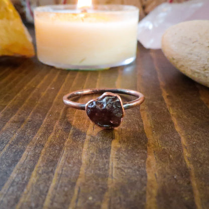 Raw Red/Brown Zircon Ring | Copper | Size 7 - Blackbird & Sage Jewelry