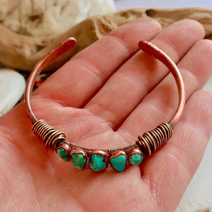 Raw Turquoise Bracelet - Copper - Solace for the Spirit  - Blackbird & Sage